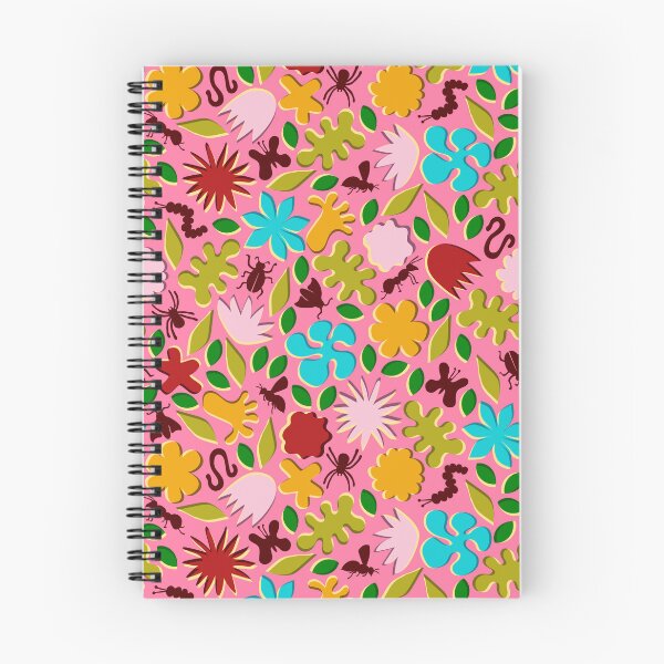 Item preview, "Retro Bugs" Cute Pink Red Yellow Green Blue Adorable Colorful Designer Flower Print designed and sold by victoriabdesign.