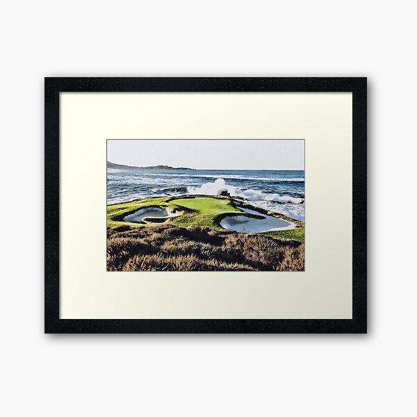Pebble Beach Golf 7th Hole - Pebble Beach Golf Art, Pebble Beach Golf Painting, Pebble Beach Golf Prints Framed Art Print