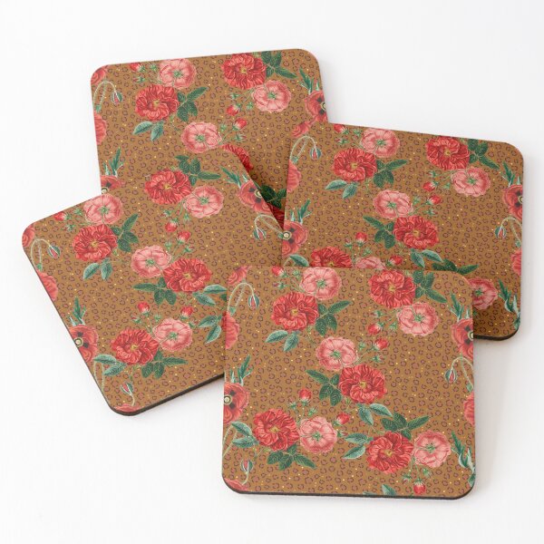Item preview, Glamorous Exotic Animal Leopard Print Luscious Red Flowers designed and sold by SydneyPapierCo.