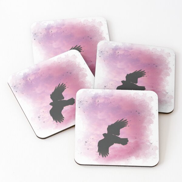 Item preview, Crow Flying on Sunset - Watercolor Painting designed and sold by Unaiza Khalid.