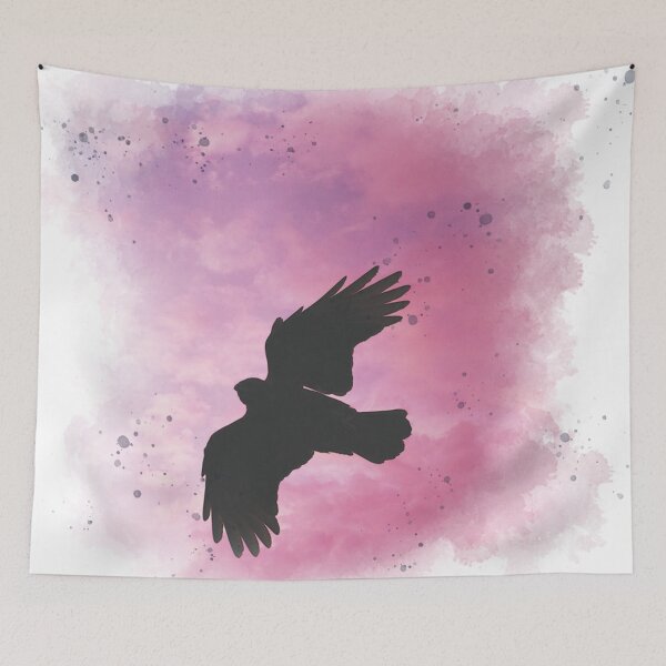 Item preview, Crow Flying on Sunset - Watercolor Painting designed and sold by Unaiza Khalid.