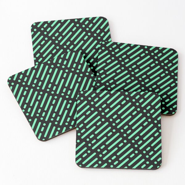 Item preview, Geometric Line And Dot Minimal Pattern In Neon Sea Green And Black designed and sold by risingrocket.