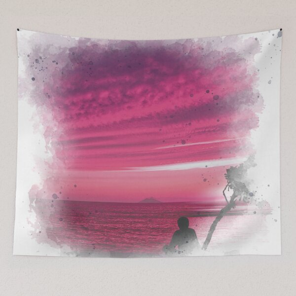 Item preview, Man by the Lake on Sunset - Watercolor Painting  designed and sold by Unaiza Khalid.
