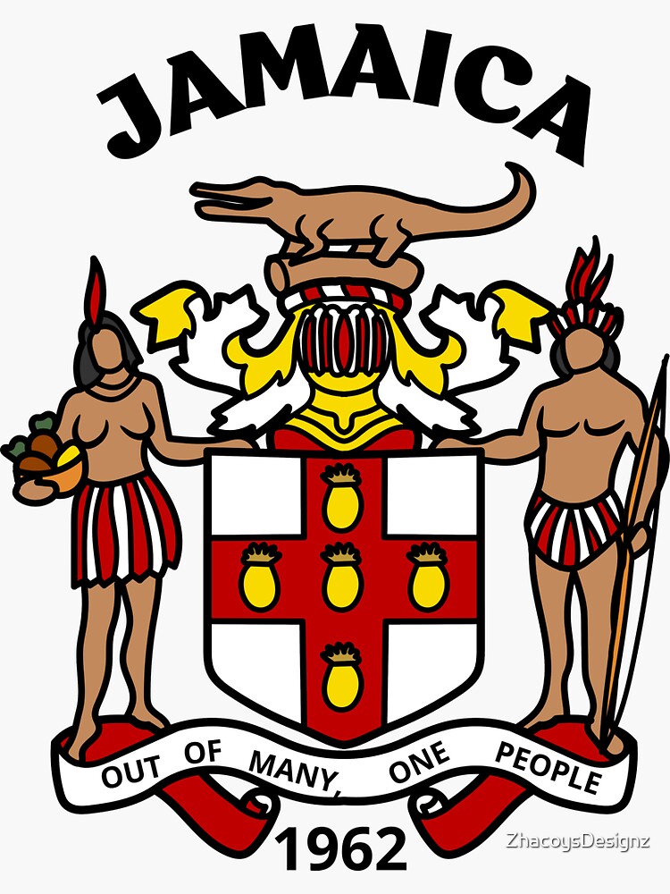"JAMAICA COAT OF ARMS" Sticker for Sale by ZhacoysDesignz Redbubble