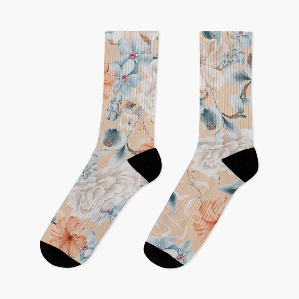 Item preview, Pastel florals on canvas, peach and dusty blue beauty designed and sold by Orianah.