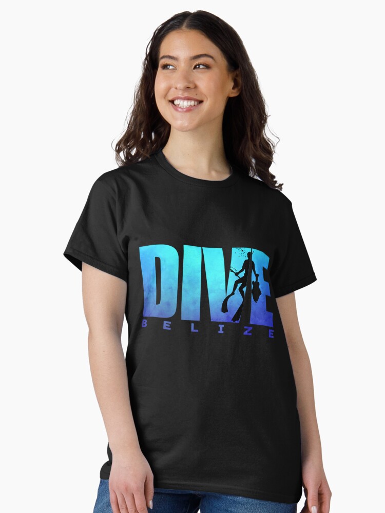 Thumbnail 2 of 7, Classic T-Shirt, Dive Belize Freediver Spear Fishing Scuba Reef Diver Snorkel designed and sold by Zaidan16.