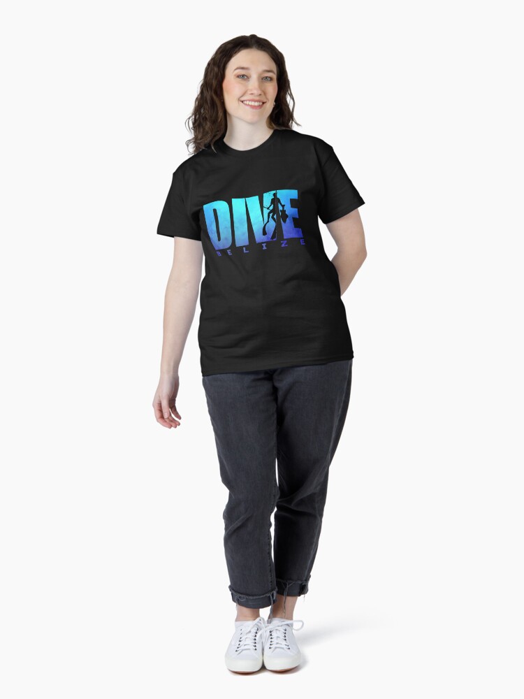 Thumbnail 4 of 7, Classic T-Shirt, Dive Belize Freediver Spear Fishing Scuba Reef Diver Snorkel designed and sold by Zaidan16.