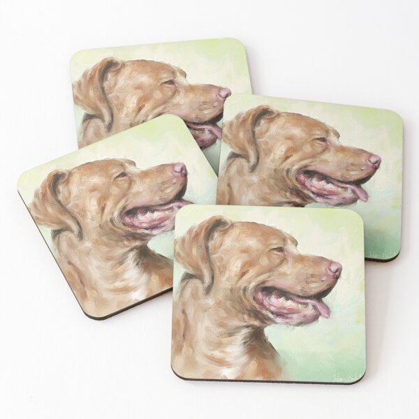 Item preview, Oil Painting of a Beautiful Red Nose Pit Bull Smiling on a Green Background designed and sold by ibadishi.