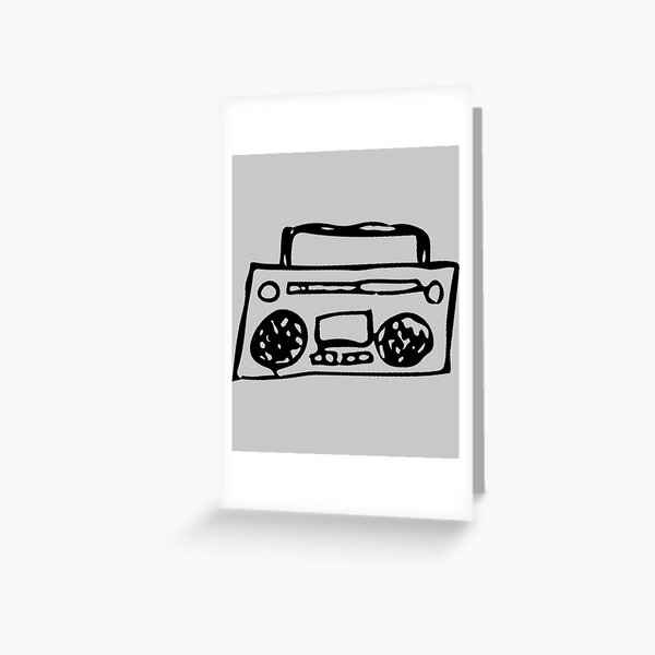 "Boombox Doodle Black TShirtBoombox Doodle Black" Greeting Card for
