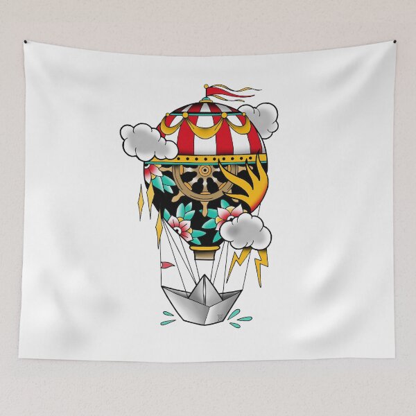 Item preview, Fkj tattoo flash hot air balloon2 designed and sold by franckfkj.