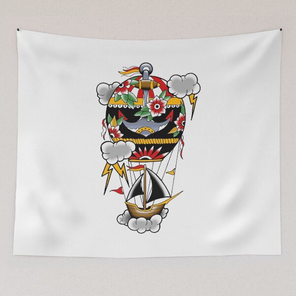 Item preview, Fkj tattoo flash hot air balloon designed and sold by franckfkj.