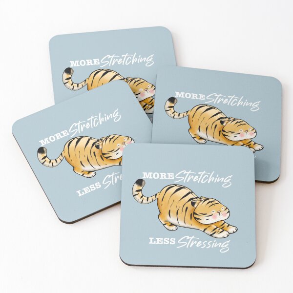 Item preview, TIGER MORE STRETCHING (white caption) designed and sold by Chilliezgraphy.