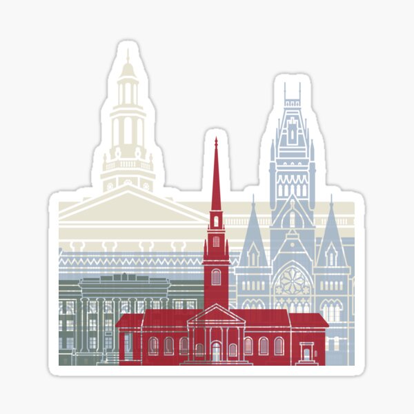 Harvard skyline poster Sticker