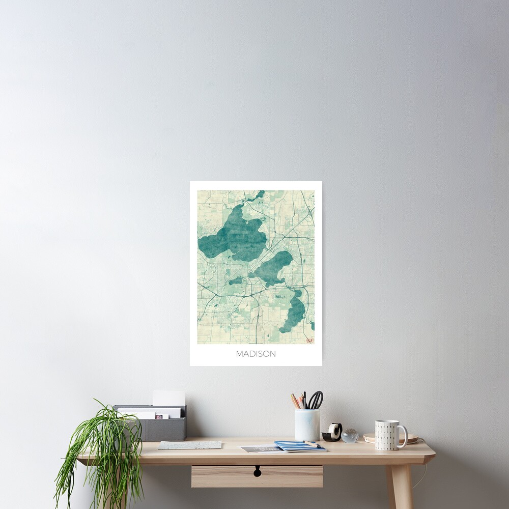 Madison Map Blue Vintage Poster