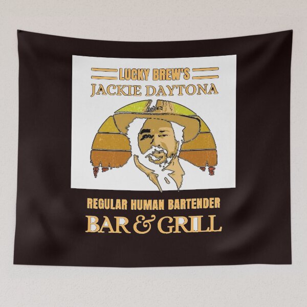 Item preview, Lucky Brews Jackie Daytona Regular Human Bartender  Bar And Grill Vintage Retro  Essential T-Shirt designed and sold by ErnestoMader.