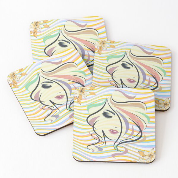 Item preview, Cute trendy Girl behind the colored wavy stripes and flowers  designed and sold by Arteartz.