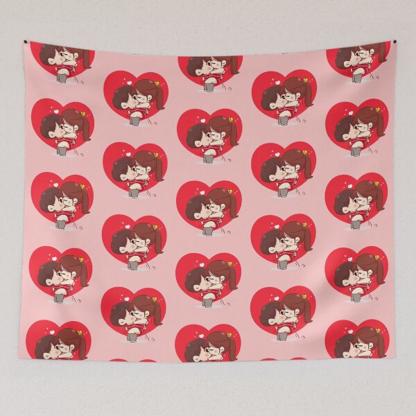 Item preview, Cute anime manga kawaii boy and girl love couple in heart designed and sold by OutfitCustoms1.