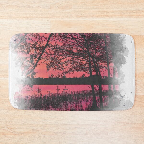 Item preview, Lake Pink Sunset - Watercolor Painting  designed and sold by Unaiza Khalid.