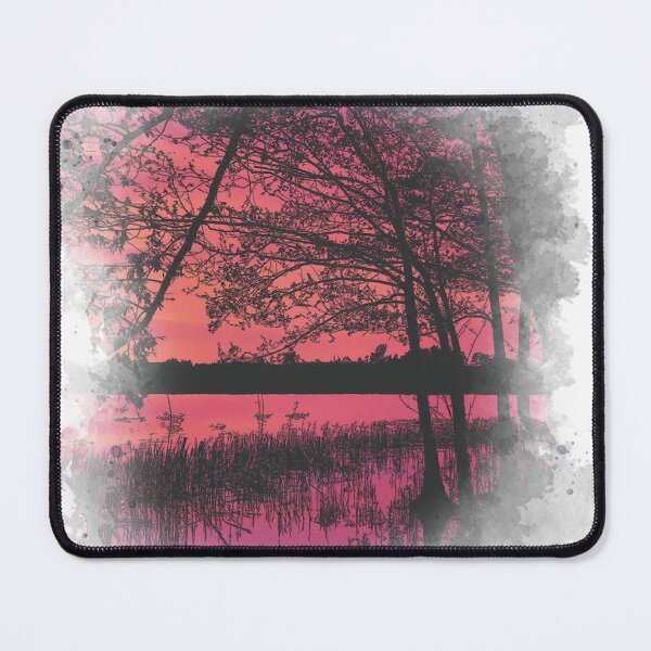 Item preview, Lake Pink Sunset - Watercolor Painting  designed and sold by Unaiza Khalid.