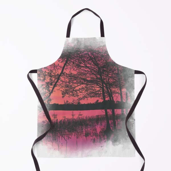 Item preview, Lake Pink Sunset - Watercolor Painting  designed and sold by Unaiza Khalid.