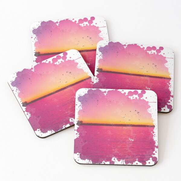 Item preview, Beach Pink Sunset - Watercolor Painting designed and sold by Unaiza Khalid.