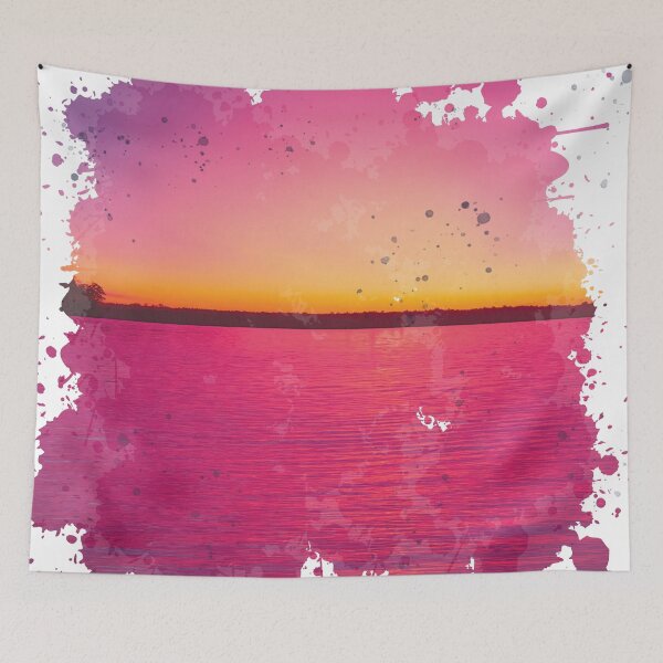 Item preview, Beach Pink Sunset - Watercolor Painting designed and sold by Unaiza Khalid.