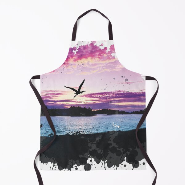 Item preview, Crane Flying on Lake Sunset - Watercolor Painting designed and sold by Unaiza Khalid.