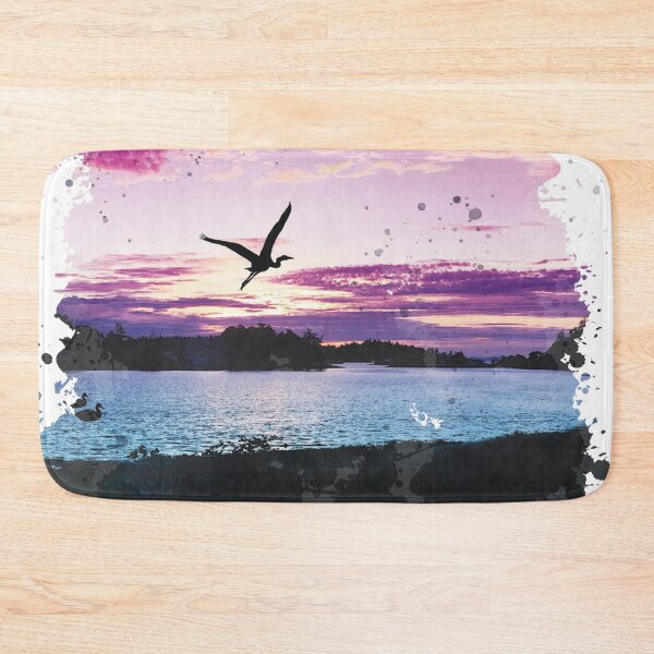 Item preview, Crane Flying on Lake Sunset - Watercolor Painting designed and sold by Unaiza Khalid.
