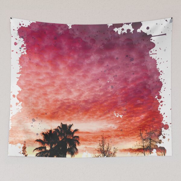Item preview, Pink Orange Cloudy Sunset - Watercolor Painting designed and sold by Unaiza Khalid.