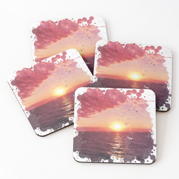 Item preview, Dark Pink Sunset on a Beach - Watercolor Painting designed and sold by Unaiza Khalid.