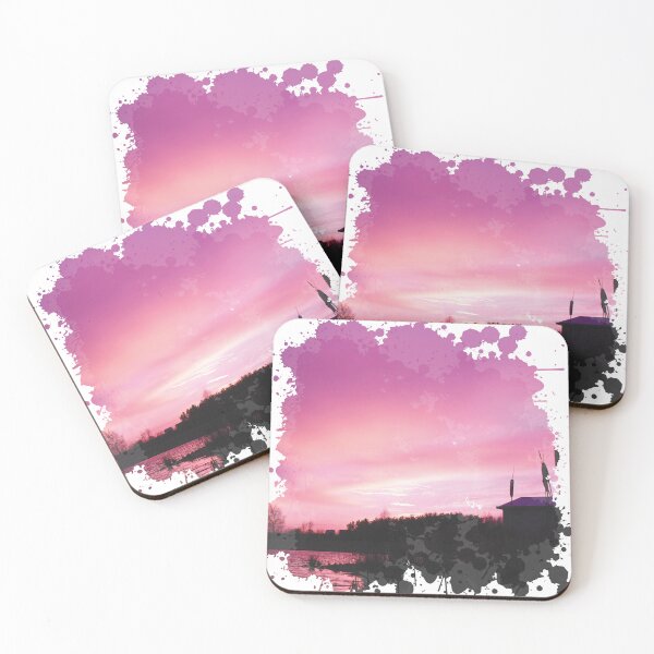 Item preview, Farm by the Lake - Purple Sunset - Watercolor Painting designed and sold by Unaiza Khalid.