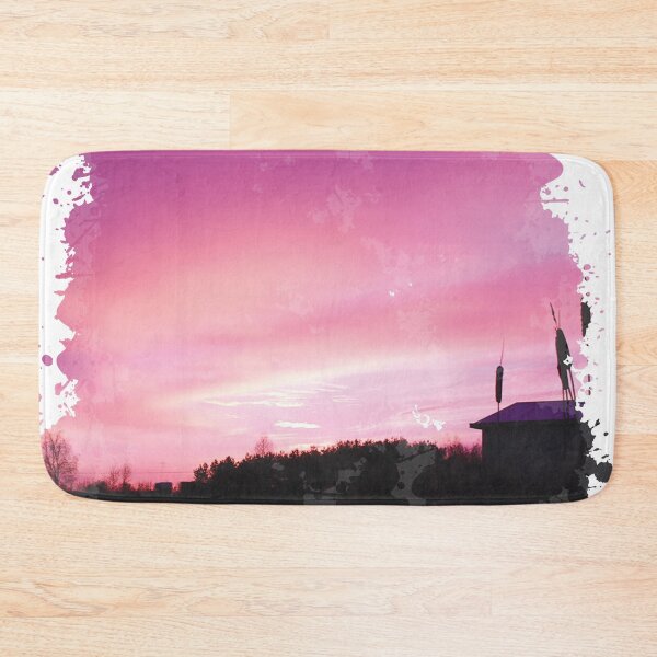 Item preview, Farm by the Lake - Purple Sunset - Watercolor Painting designed and sold by Unaiza Khalid.