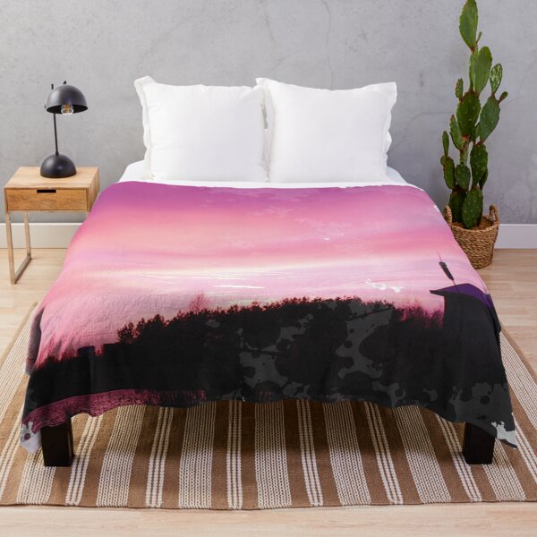 Item preview, Farm by the Lake - Purple Sunset - Watercolor Painting designed and sold by Unaiza Khalid.