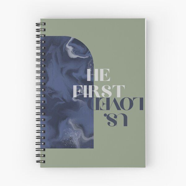 Item preview,  He First Loved Us Christian Quote in Mint Green designed and sold by GubrialGraphics.