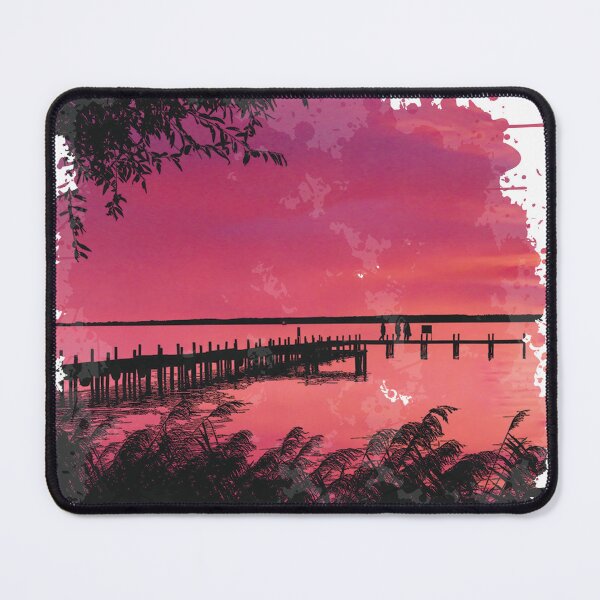 Item preview, Bridge by the Lake on Sunset - Watercolor Painting designed and sold by Unaiza Khalid.