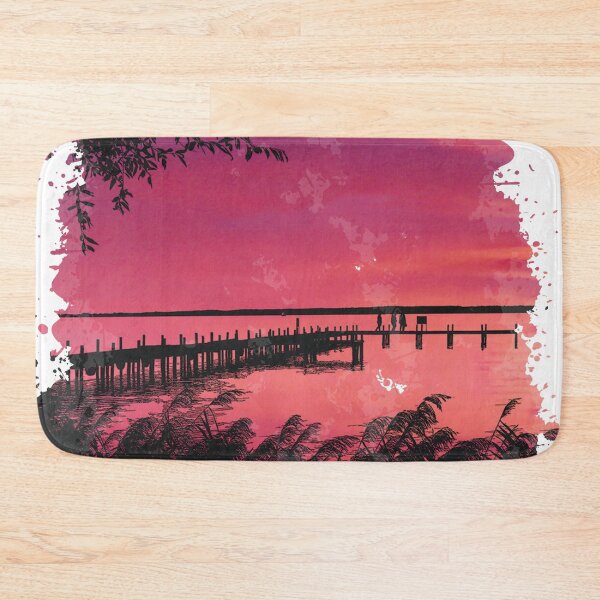 Item preview, Bridge by the Lake on Sunset - Watercolor Painting designed and sold by Unaiza Khalid.