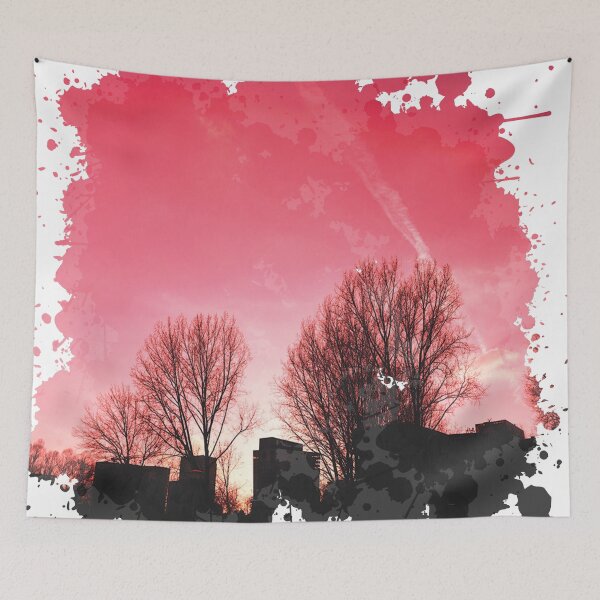 Item preview, Silhouette Trees Sunset - Watercolor Painting designed and sold by Unaiza Khalid.