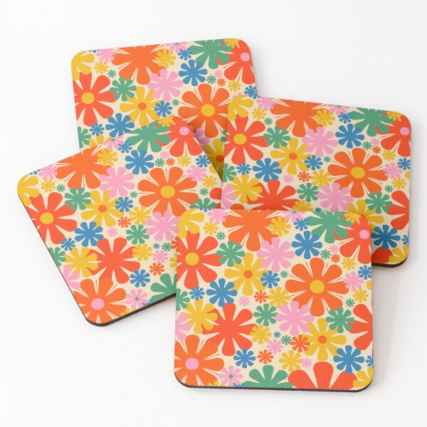 Item preview, Retro 60s 70s Aesthetic Colorful Floral Pattern  designed and sold by kierkegaard.