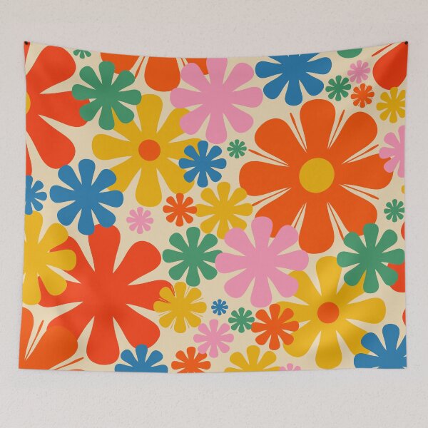 Item preview, Retro 60s 70s Aesthetic Colorful Floral Pattern  designed and sold by kierkegaard.