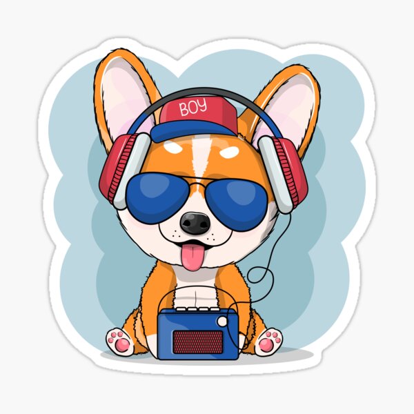 enjoy-music-with-your-dog-sticker-for-sale-by-meko997-redbubble