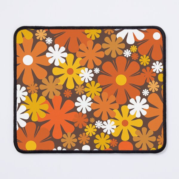 Item preview, Retro 60s 70s Aesthetic Floral Pattern in 1970s Brown Orange Yellow White designed and sold by kierkegaard.