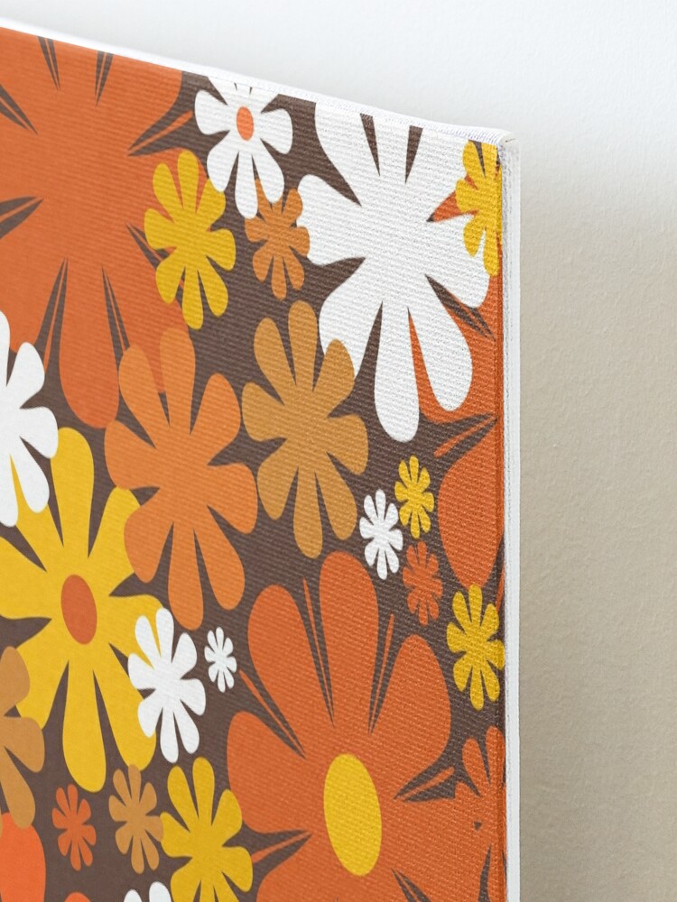 Retro 60s 70s Aesthetic Floral Pattern in 1970s Brown Orange Yellow White  Art Board Print for Sale by kierkegaard