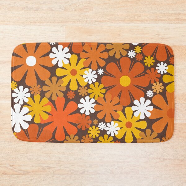 Item preview, Retro 60s 70s Aesthetic Floral Pattern in 1970s Brown Orange Yellow White designed and sold by kierkegaard.