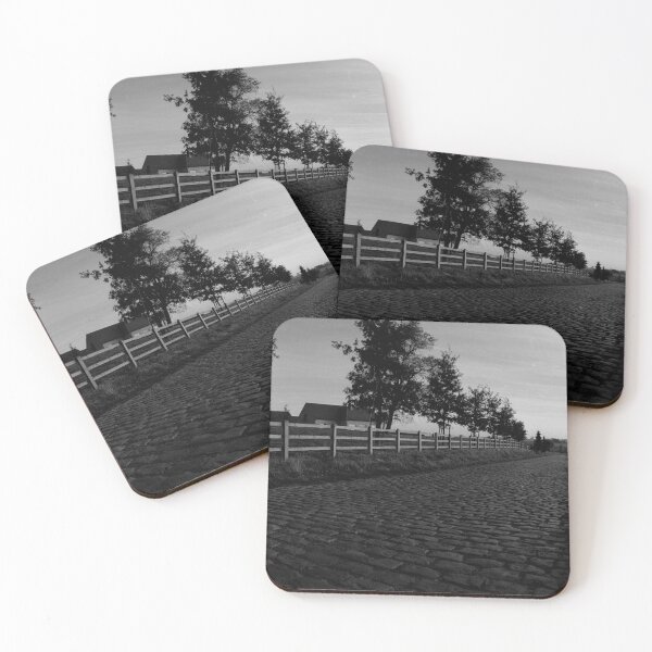 Item preview, paving sett road  in autumnal sunlight in black and white designed and sold by FotoMahieu.