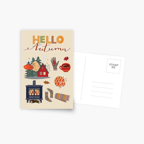 Item preview, Cozy Autumn Home, Fireplace, Pie, Socks, Scarf, Gloves, Hot Chocolate, Acorns and Leaves Set designed and sold by Alicia Chee.