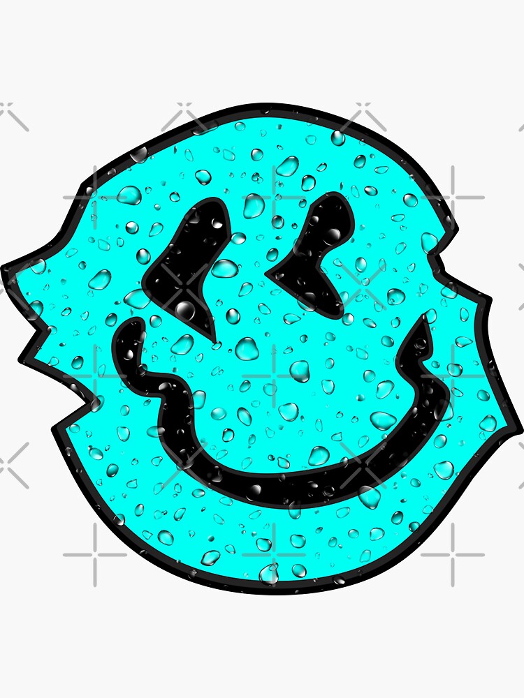 Cyan Smiling Emoji Sticker For Sale By Roykent Redbubble