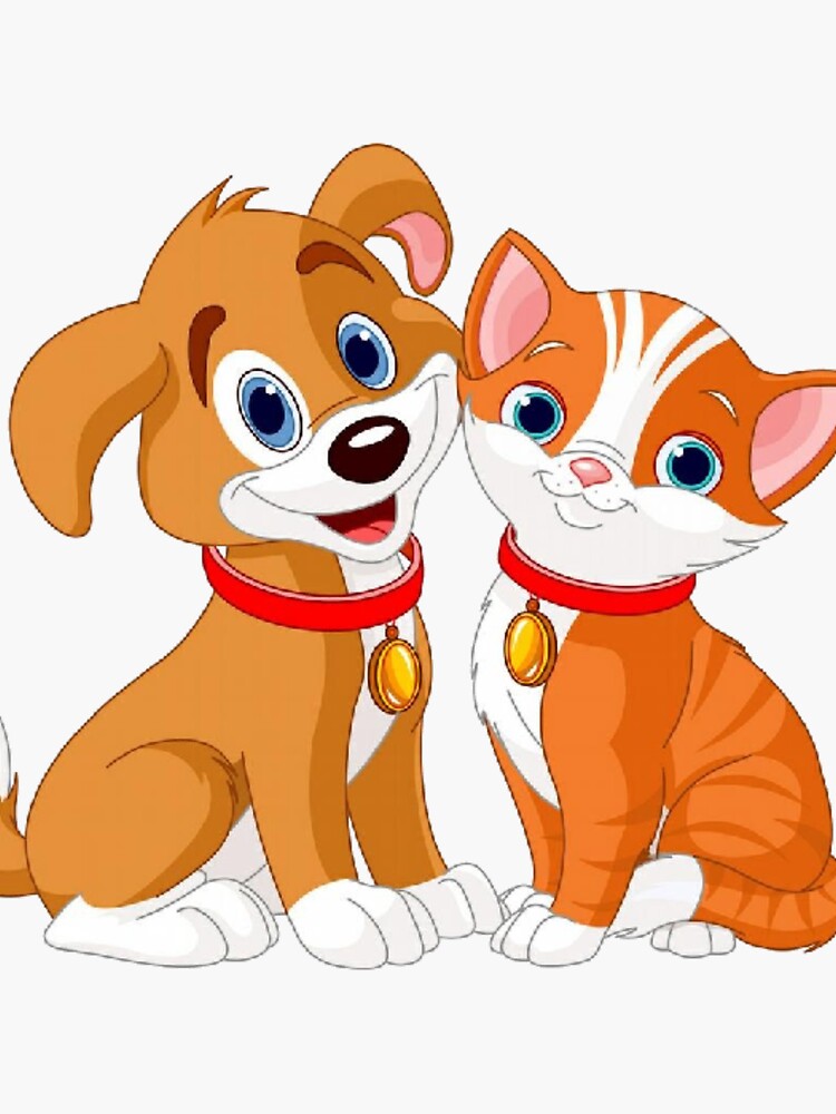 "Cat And Dog Cartoon" Sticker for Sale by Oussamastore60 Redbubble