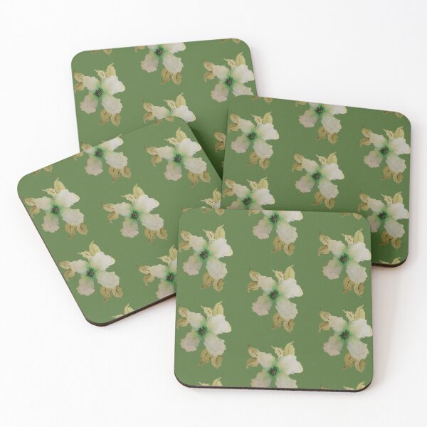 Item preview, White and green hand painted watercolor artistic design designed and sold by virtualedu.
