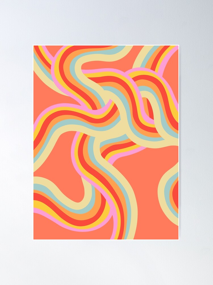 Poster for Sale avec l'œuvre « Calendrier 2024 abstrait Geo Rainbow 1.  Sarcelle » de l'artiste Dominiquevari