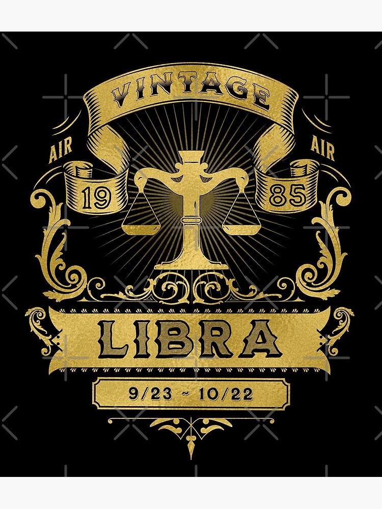 the-zodiac-sign-of-libra-golden-vintage-1985-poster-for-sale-by